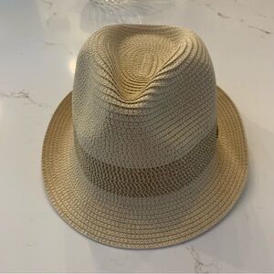 Siggi Panama Straw Summer Fedora Beach Trilby Sun Hat Short Brim Unisex Unworn